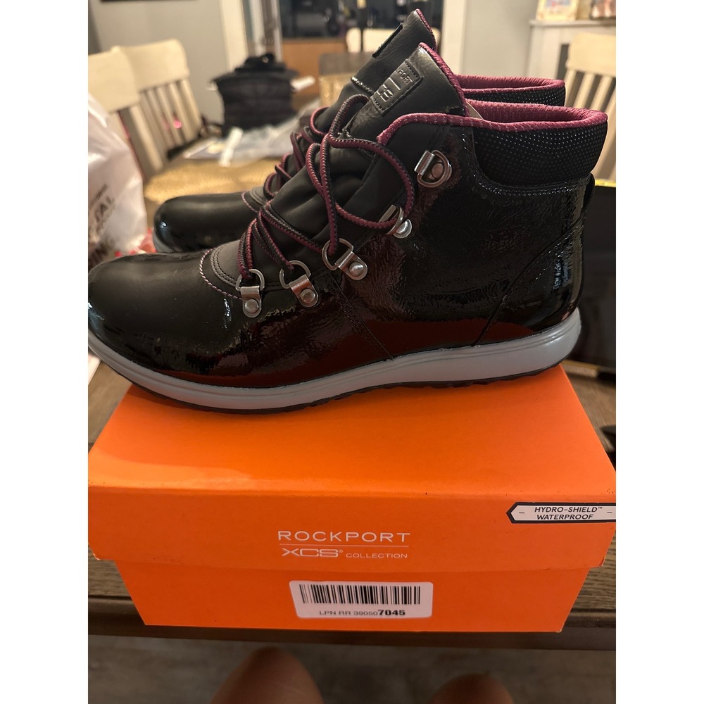 Rockport XCS Hydro-Shield Waterproof Patent Leather Boots Womens 10W CG7932